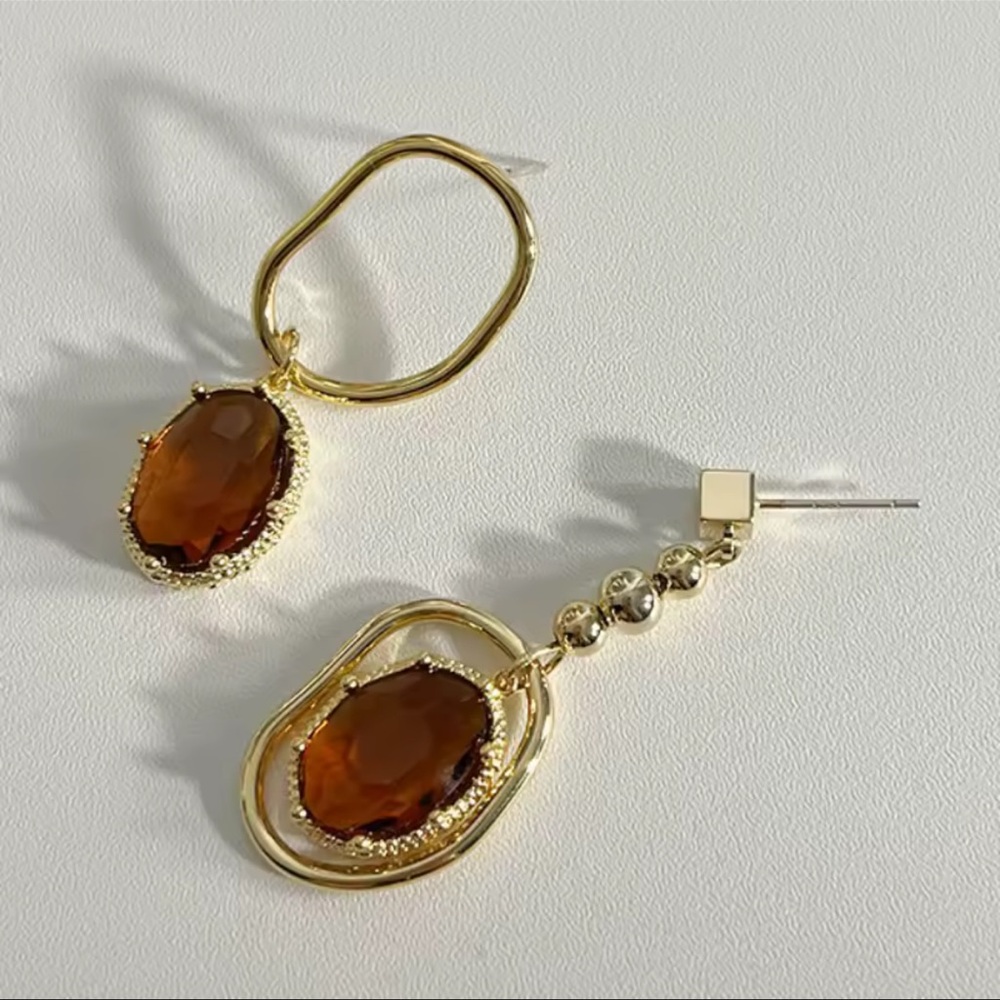 Anthropologie Gold and Brown Earrings